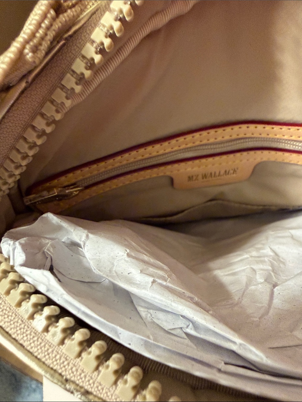 MZ Wallace Metro Crossbody bag in Platinum Metallic Gold. Size Large. Brand New. - Picture 7 of 16